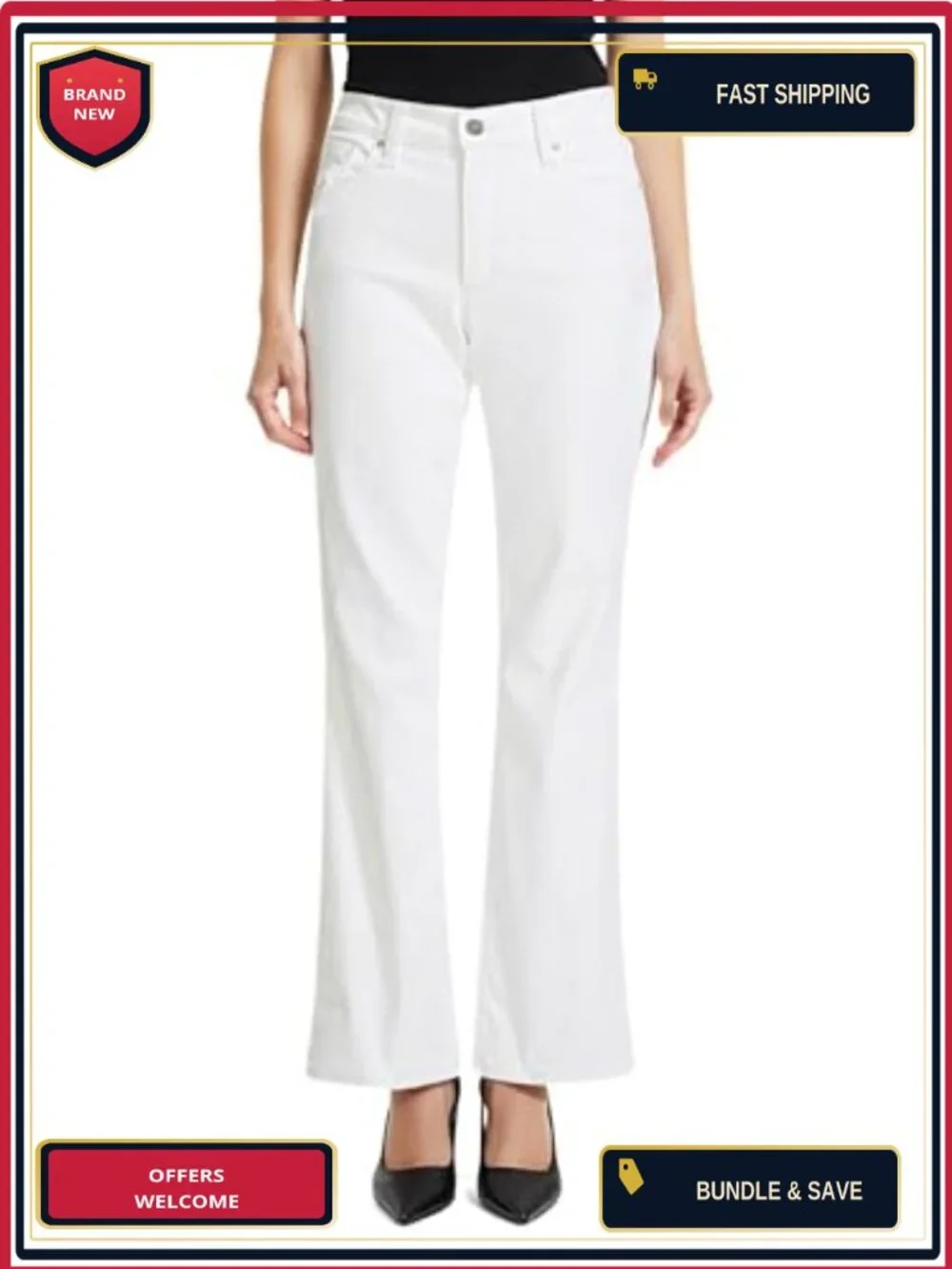 High-Rise Stretch Sateen Boot Cut Jeans with Cotton Blend